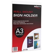 DEFLECTO SIGN HOLDER WALL MOUNT PORTRAIT A3 CLEAR