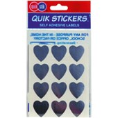 QUIKSTIK LABELS HEART 22MM SILVER PACK 48