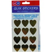 QUIKSTIK LABELS HEART 22MM GOLD PACK 48