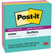 POSTIT 6754SSMIA SUPER STICKY LINED NOTES 101 X 101MM MIAMI PACK 4